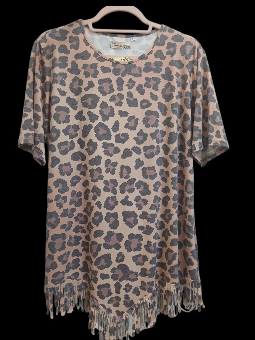 Leopard Print Fringe Hem Tunic #201